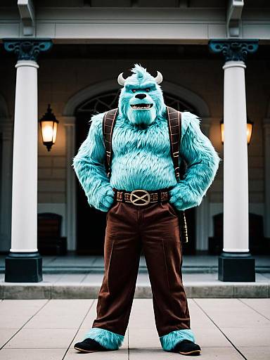 Adult Sully Costume Character Standing Outdoors