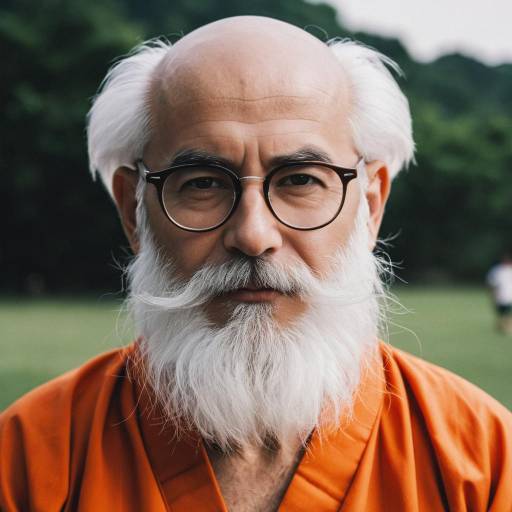 Elderly Man in Master Roshi Costume Outdoors