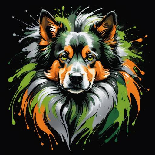 Dynamic Dog Portrait with Abstract Colors Dynamic Dog Portrait with Abstract Colors