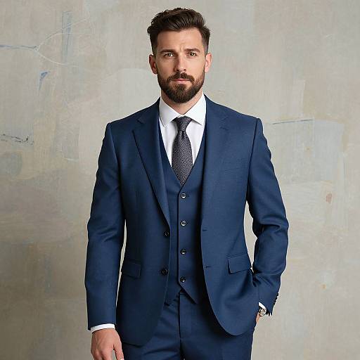 Confident Man in Sharp Blue Suit