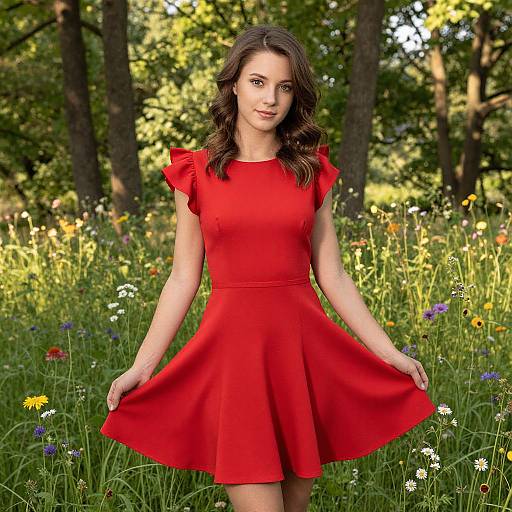 Young Woman in Sunlit Meadow