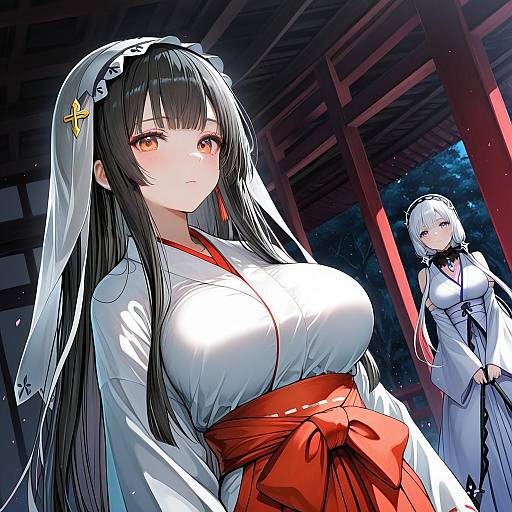 Illustration of Musha miko tomoe, queen's blade in the style of Luse maonang