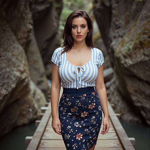 Vintage Style Woman in Scenic Gorge
