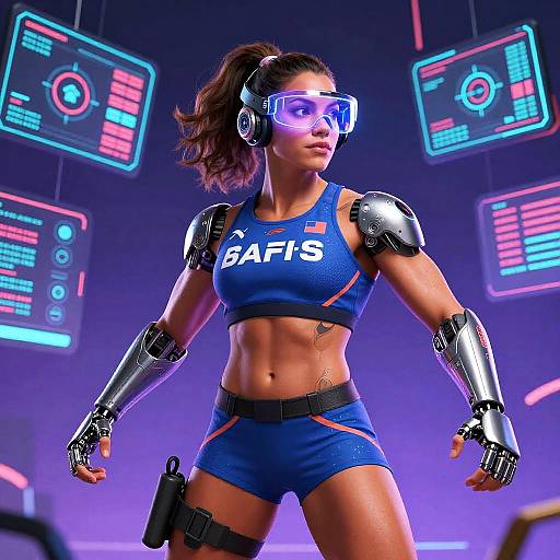 Cybernetic woman in blue 