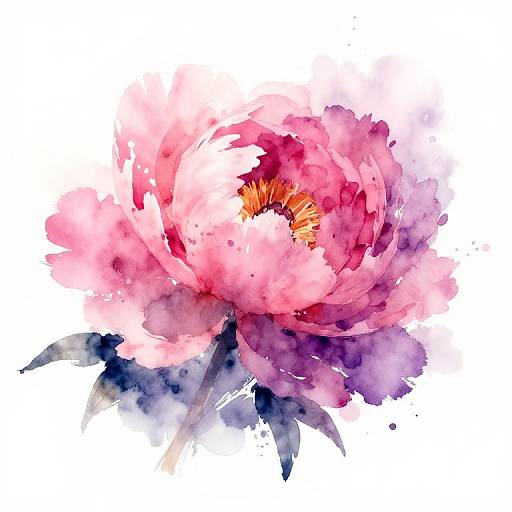 Abstract Watercolor Peony Art