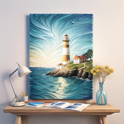 Acrylic Pour Seascape with Lighthouses