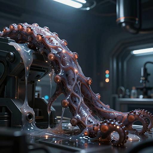 Biomechanical Glowing Slime Tentacle