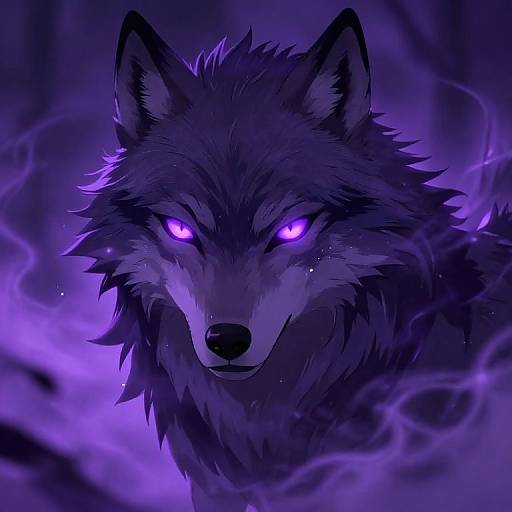 Mystical Anime Character with Violet Glow