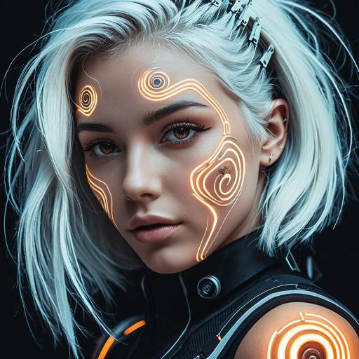 Cyberpunk Girl with Silver Hair Illustration Cyberpunk Girl with Silver Hair Illustration