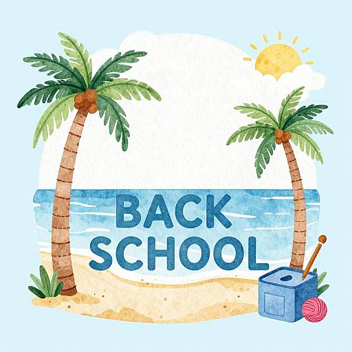 Tropical Back to School Illustration