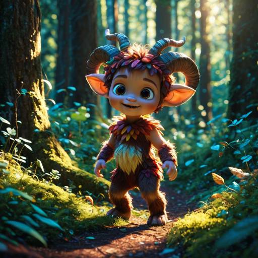 Whimsical Pixar-Style Baby Faun in Enchanted Forest