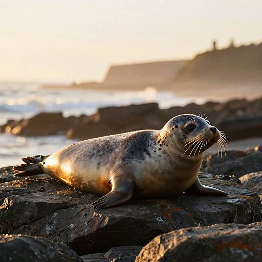 Calm Harbor Seal at Sunset