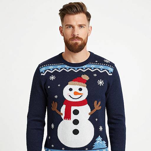 Man in Festive Navy Christmas Sweater