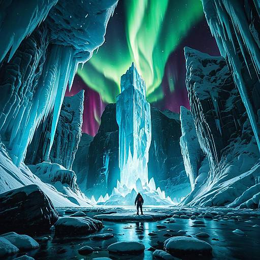 Ice Sentinel beneath Northern Lights