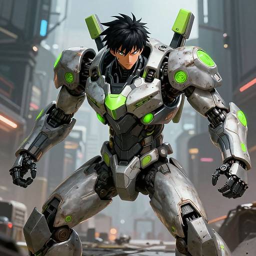 High-Tech Mech Exoskeleton Anime Character