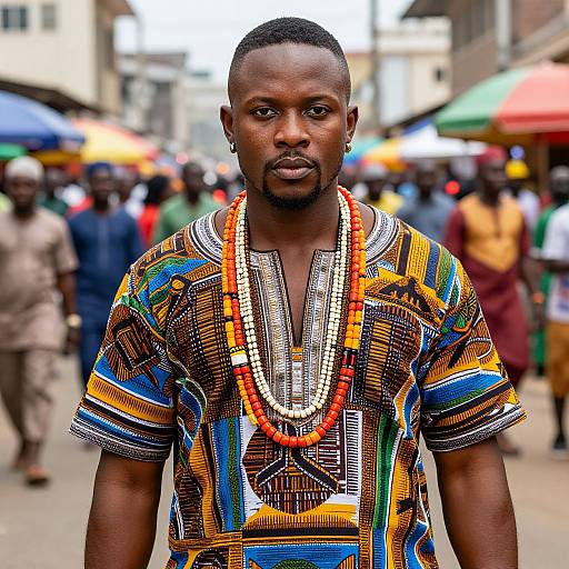 Confident Man in Vibrant Ghanaian Attire