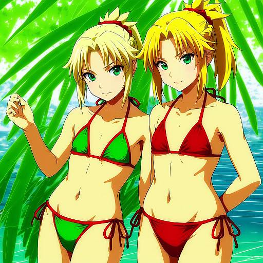 Illustration of Mordred (swimsuit rider) (first ascension) (fate), fate (series) in the style of Sorimura youji
