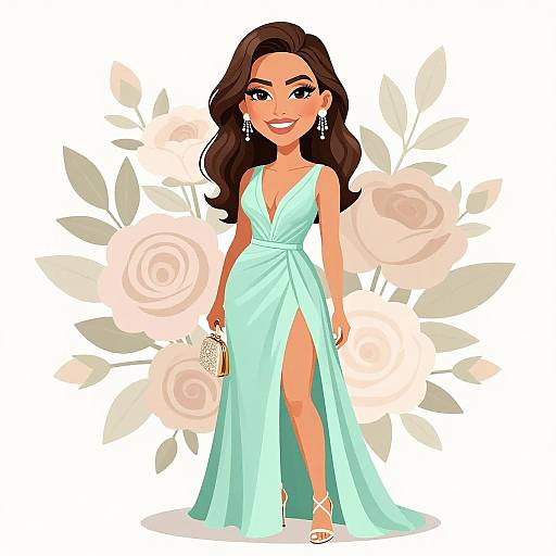 Elegant Woman in Mint Green Dress