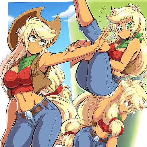 Illustration of Applejack, my little pony in the style of Lewdamone