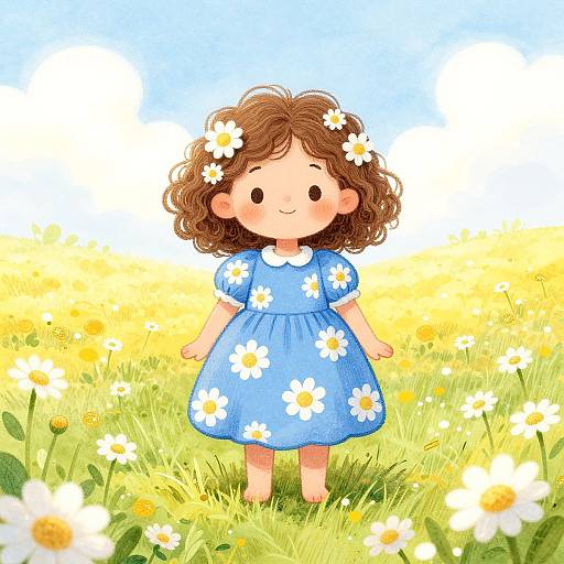 Whimsical Daisy Child Illustration