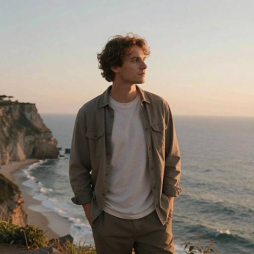 Tranquil Sunset Portrait by the Sea