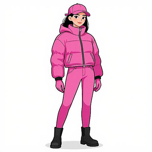 Sporty Woman in Vibrant Pink Outfit