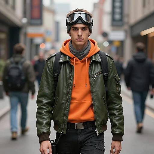 Young Man in Futuristic Urban Outfit