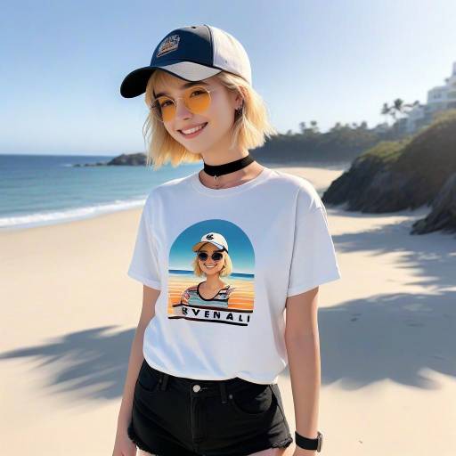 Cheerful Girl at Sun-Drenched Beach