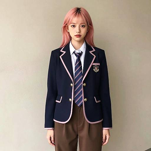 Young Woman in Stylish School Uniform
