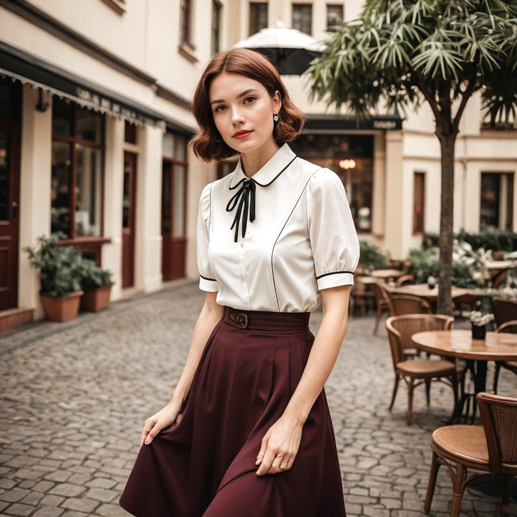 Vintage-Inspired Fashion in a Cafe Setting