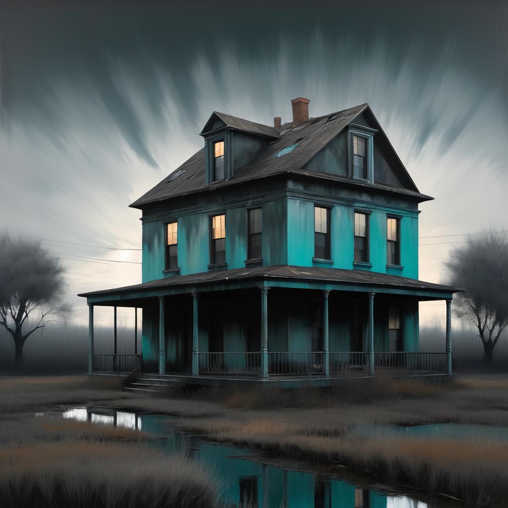 Surreal Abandoned House in Dark Palette