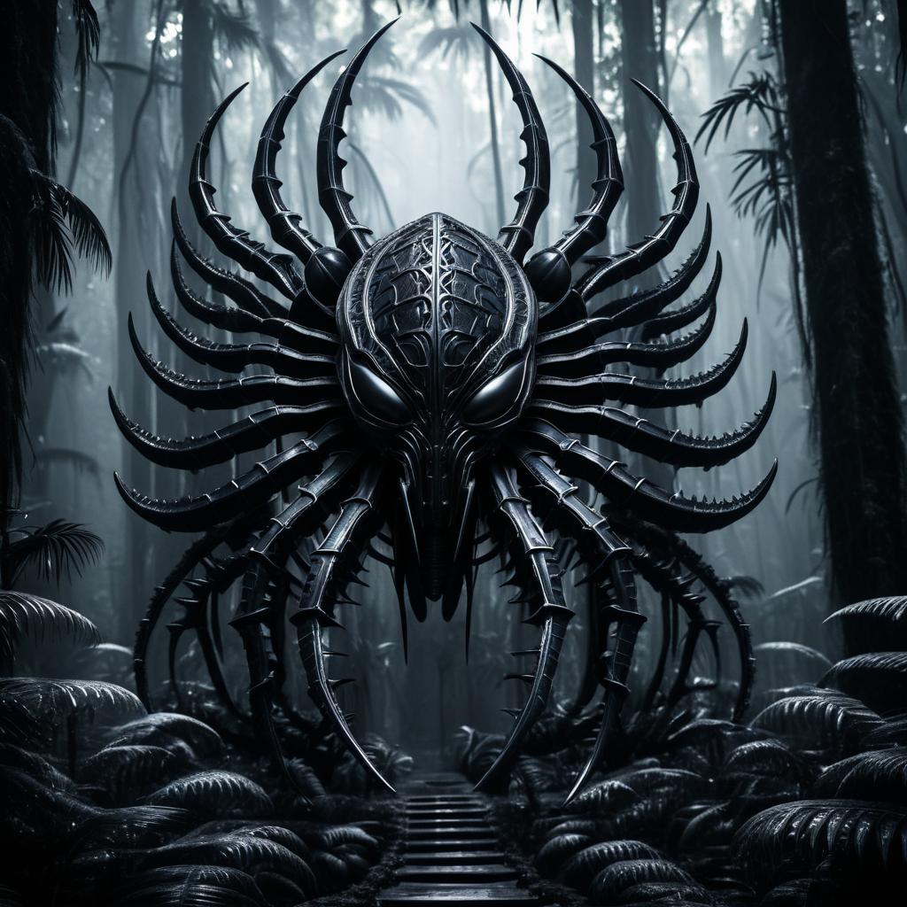 Mayan Xenomorph Arachnid in Giger Style