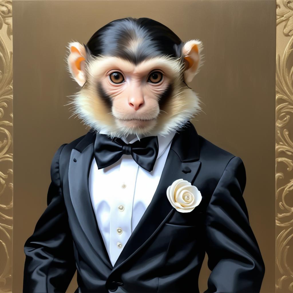 Sophisticated Capuchin Monkey in Tuxedo