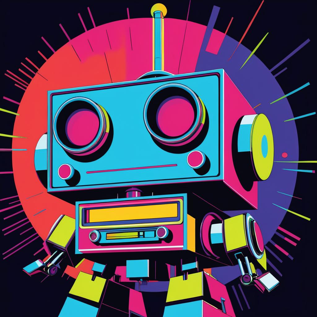 Funky Robot in Warhol's Electric Style