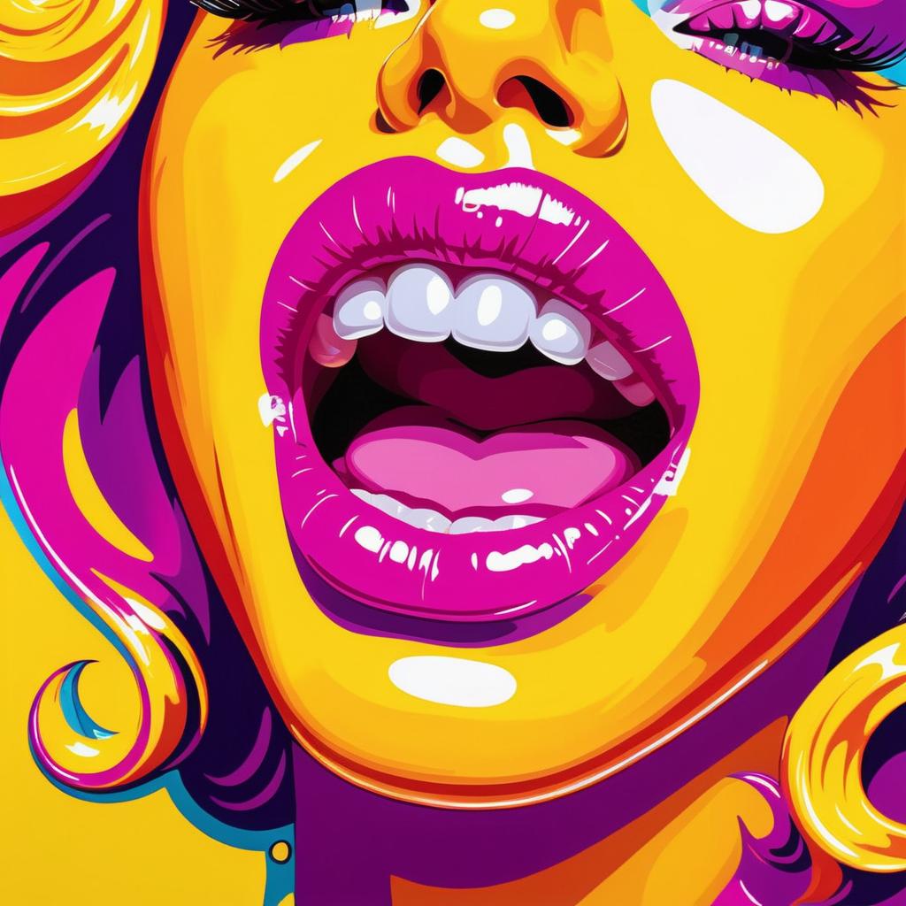 Vibrant Pop Art with Glossy Fuchsia Lips