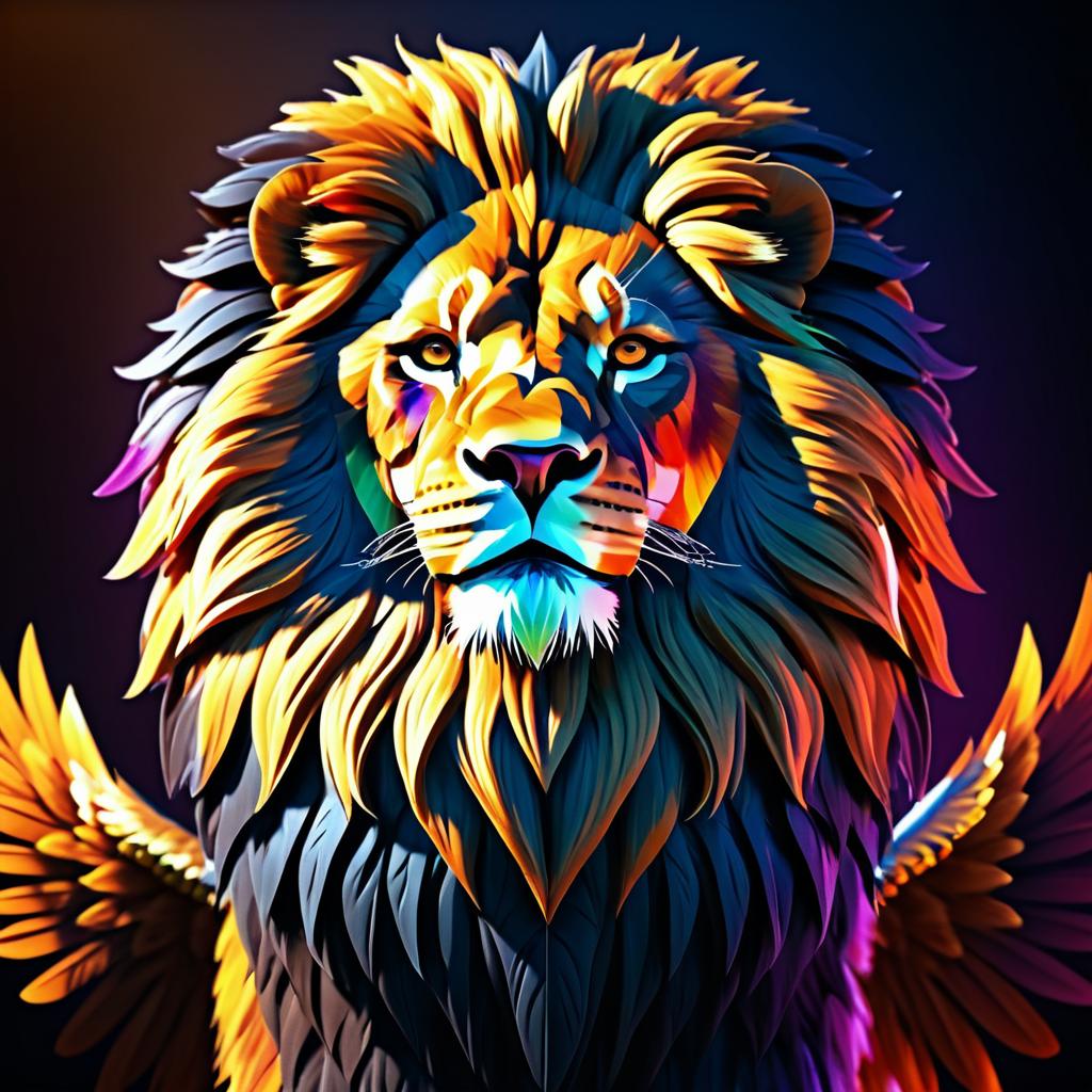 Majestic Winged Lion in Hyper-Realistic Art