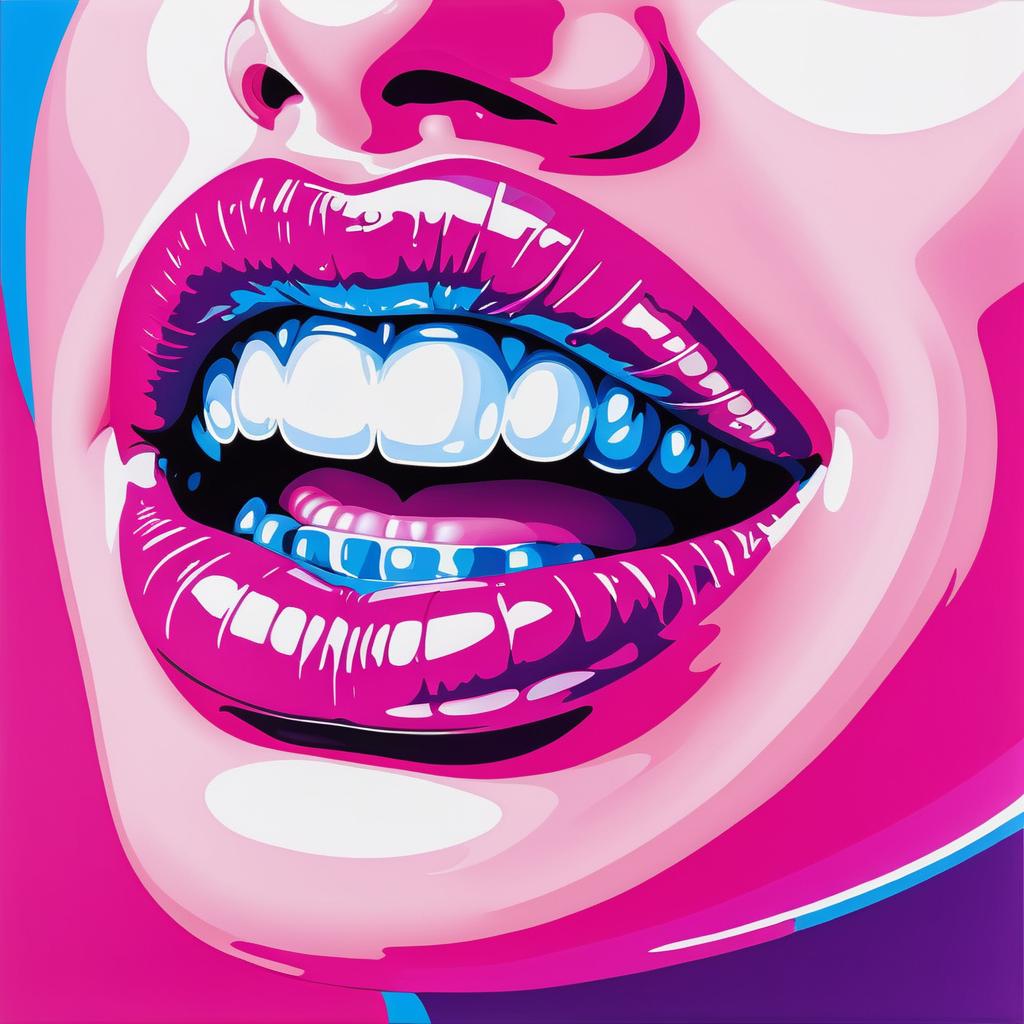 Vibrant Pop Art Fuchsia Lips