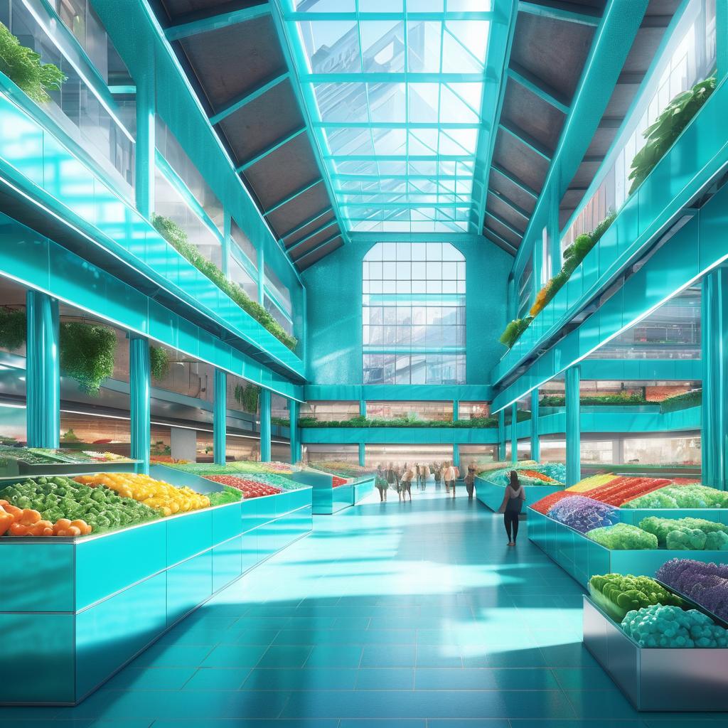 Vibrant Urban Market Hall Rendering