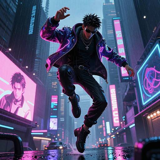 Cyberpunk Trickster in Neon City