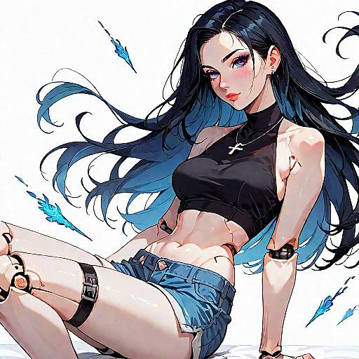 Focused Anime Girl with Doll Joints