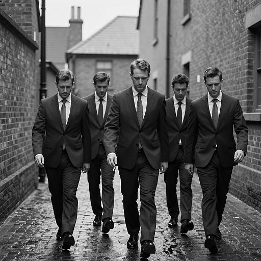 Businessmen Walking in Narrow Brick Alley