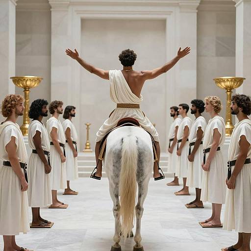 Ancient Ritual: Man on White Horse