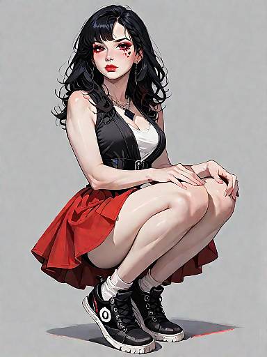 Chic Woman in Color-Blocked Dress