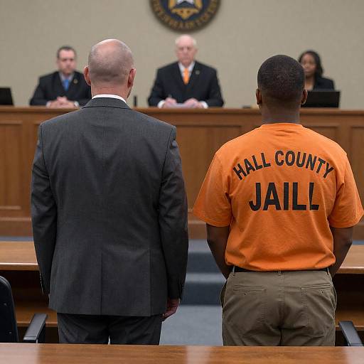 Courtroom Scene With Standing Defendants