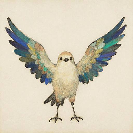 Yoshitomo Nara-Style Quirky Bird Illustration