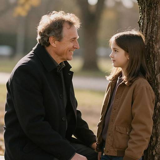 Older Man and Young Girl in Park