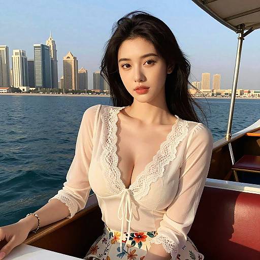 Elegant Woman on Twilight Dhow Cruise