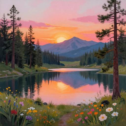 Serene Dois Lakes Sunset Landscape