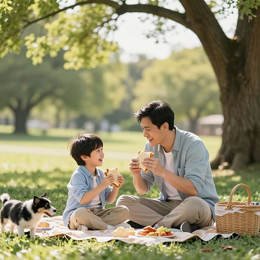 Father and Son Picnic Moment
