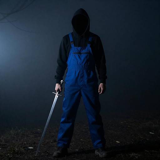 Eerie Silhouette in Foggy Nightscape